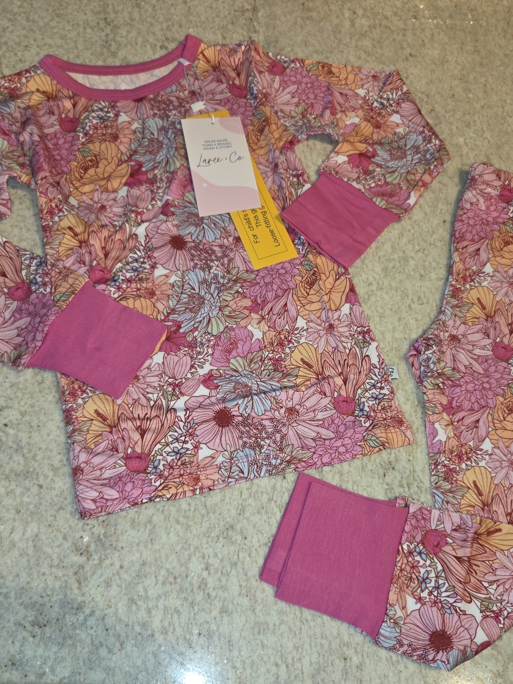 4T Bamboo Floral Long-sleeve Shirt & Pants Set Laree + Co